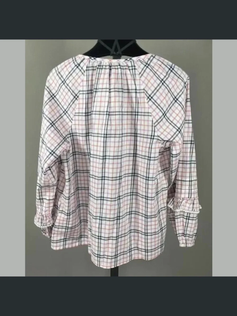 NEW J Crew Shirt Womens XS black purple pink plaid preppy casual pop over